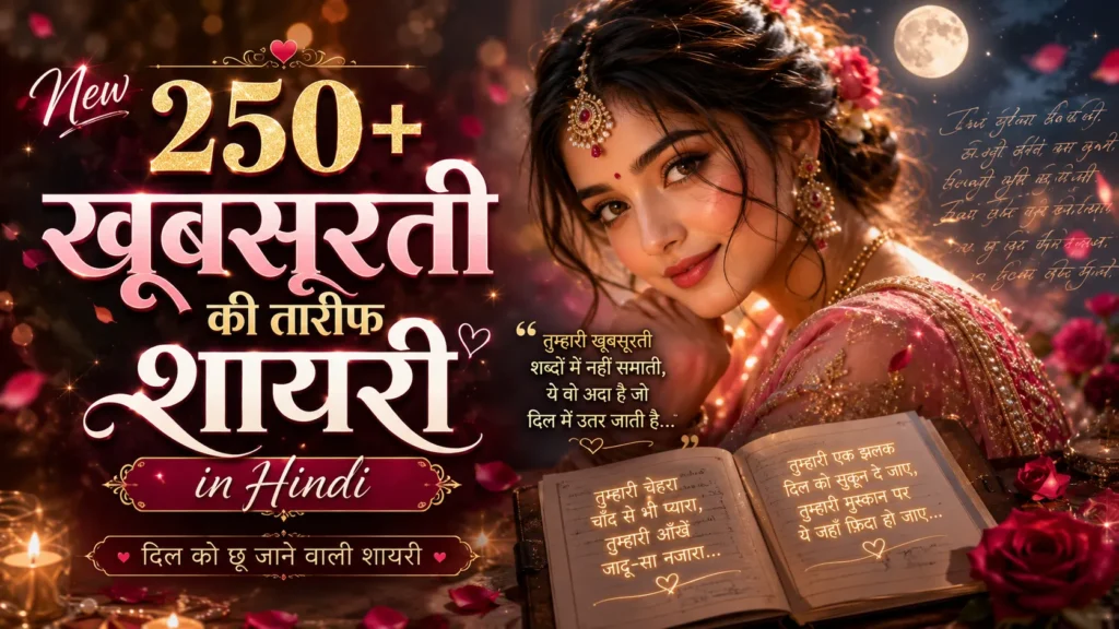 New 250+ Khubsurti Ki Tareef Shayari in Hindi | खूबसूरती की तारीफ शायरी 